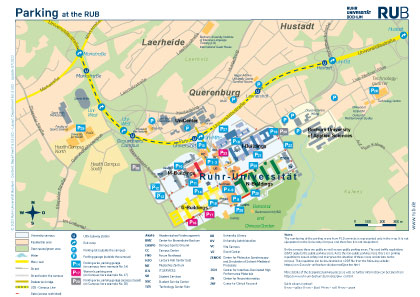 Map for parking at and around the campus
