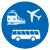 Symbol Bus, Bahn und Flugzeug