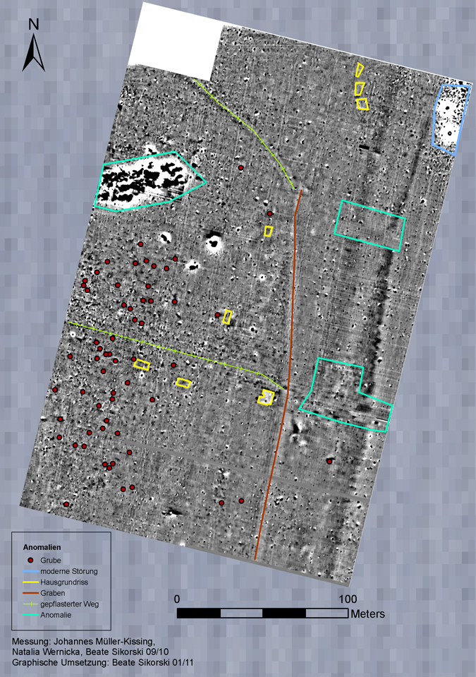 Graustufenbild, Fläche 12- Weserknick (Corvey) mit den entdeckten Anomalien