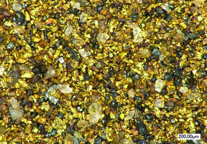 Sakdrissi, GeorgienKonzentrat von Goldittern, die aus dem Bergwerk von Sakdrissi aus ca. 150 kg Erz ausgewaschen wurden. Dieses Konzentrat ist ein klarer Beleg dafür, dass Sakdrissi ein prähistorisches Bergwerk gewesen ist