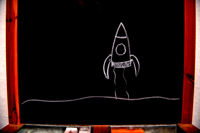 Tafelbild mit Rakete