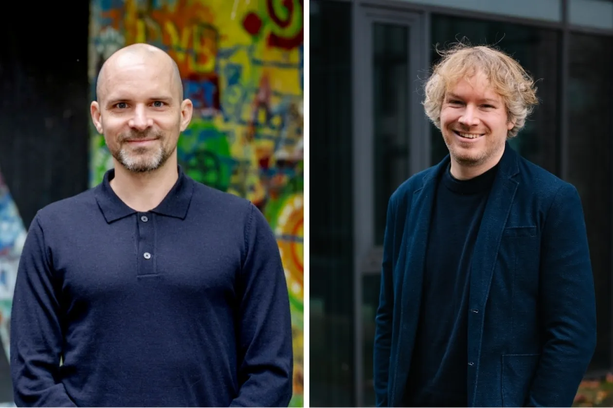 Fotomontage mit zwei Porträts von Männern