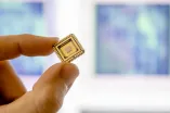 Hand hält Mikrochip