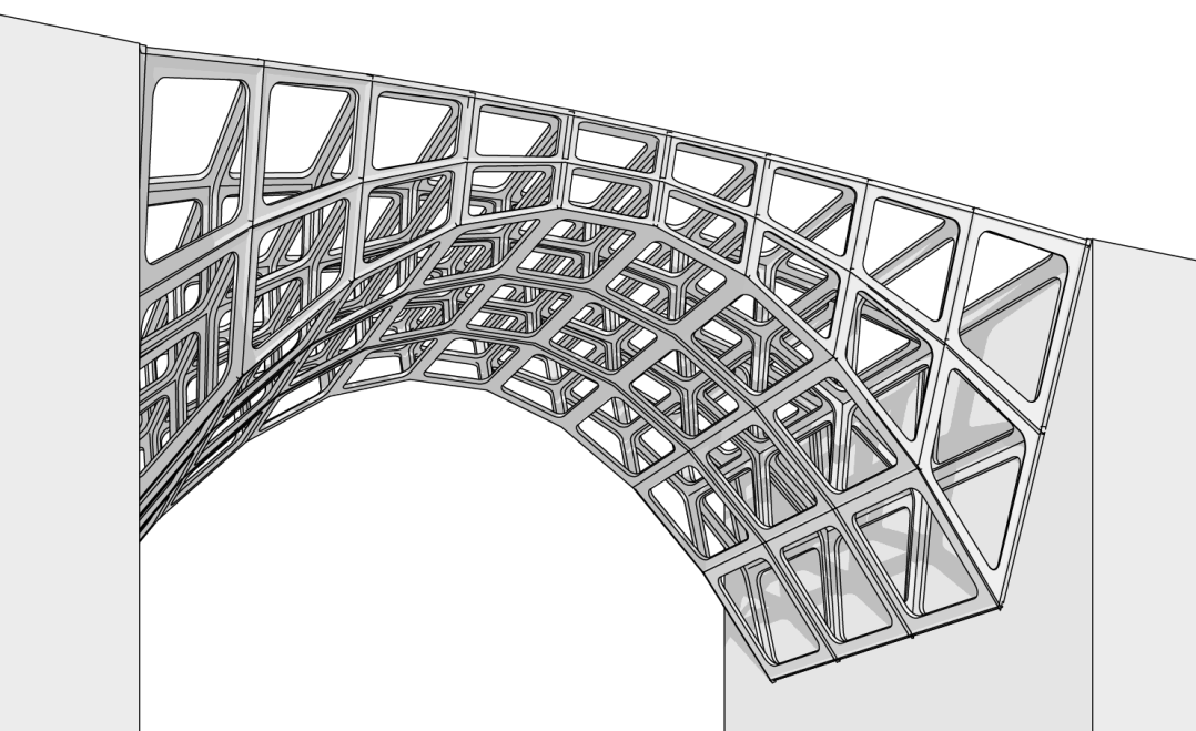 Figure 1: Parabolic space frame with rigid planar quadrilateral faces; D. Lordick